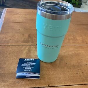 Yeti Seafoam 20 Oz Tumbler with gold caterpillar  Decal